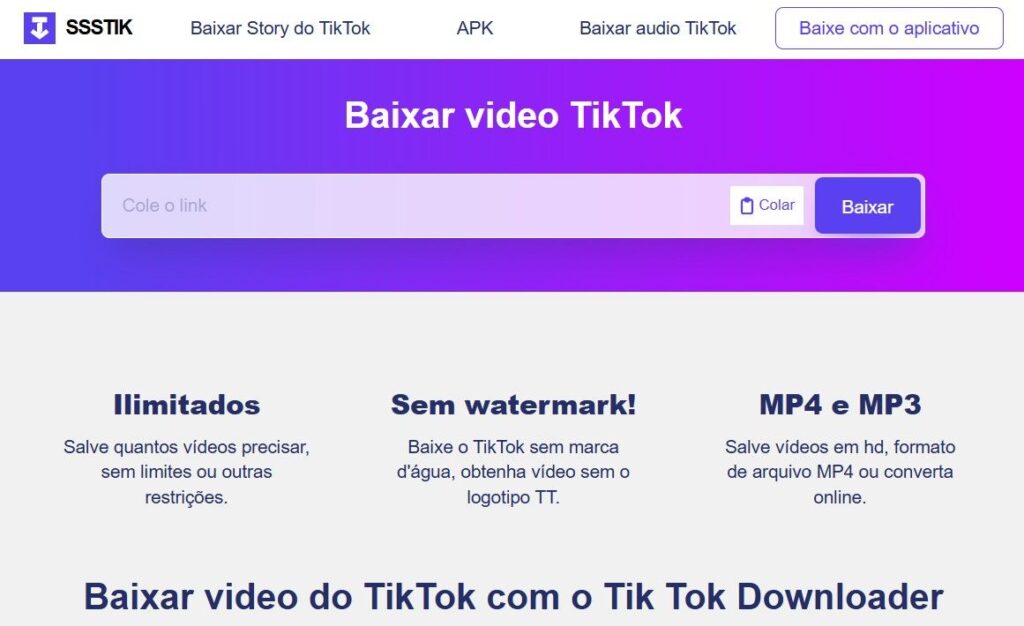baixar video do TikTok